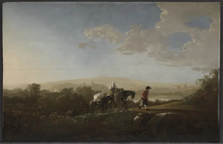 Viajeros en un paisaje montañoso, Aelbert Cuyp