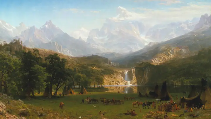 Cervatos en las montañas rocosas, Albert Bierstadt