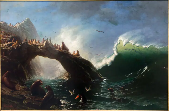 Focas en las islas Farallón, Albert Bierstadt