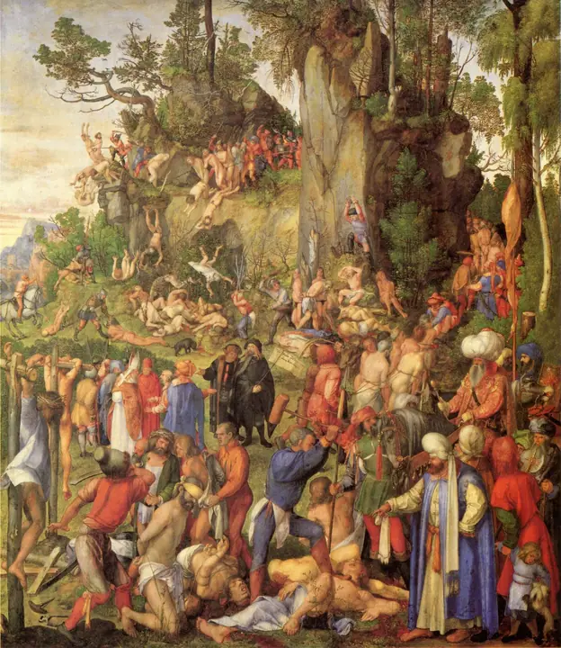 El martirio de los Diez Mil, Alberto Durero