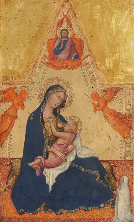 Virgen de la humildad, Cristo bendiciendo, dos ángeles y un donante [anverso], Andrea di Bartolo
