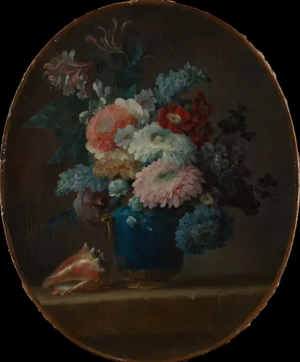 Florero con flores y caracola, Anne Vallayer-Coster