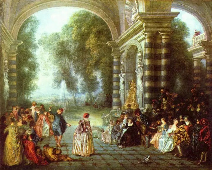 Los placeres del baile, Antoine Watteau