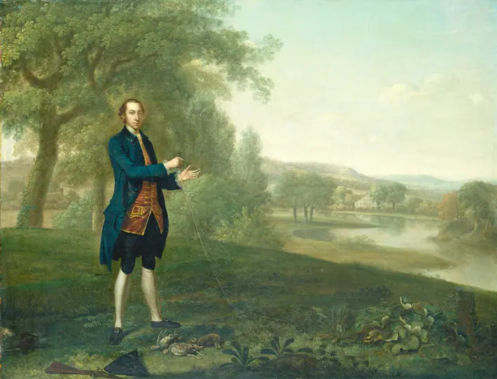 Retrato de un caballero cazando perdices con red, Arthur Devis