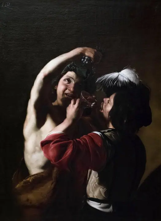 Baco y un bebedor, Bartolomeo Manfredi