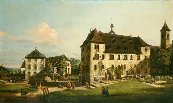 La fortaleza de Königstein, patio con la Magdalenenburg, Bernardo Bellotto