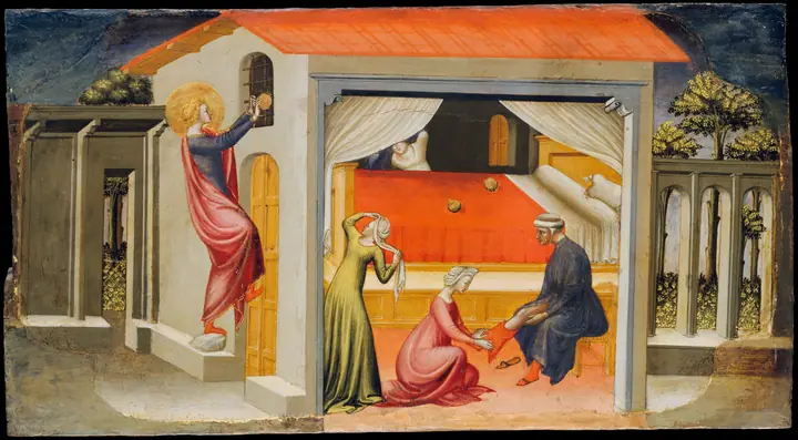 San Nicolás dotando a las doncellas, Bicci di Lorenzo