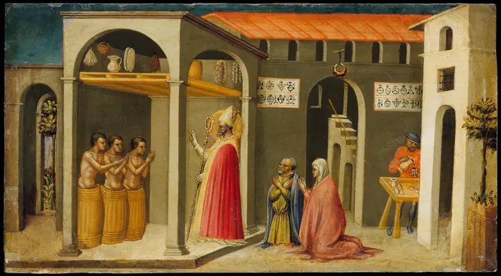 San Nicolás resucitando a tres jóvenes, Bicci di Lorenzo
