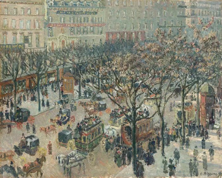 Bulevar des Italiens, mañana, luz de sol, Camille Pissarro