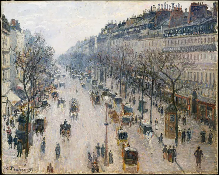 El bulevar de Montmartre en una mañana de invierno, Camille Pissarro
