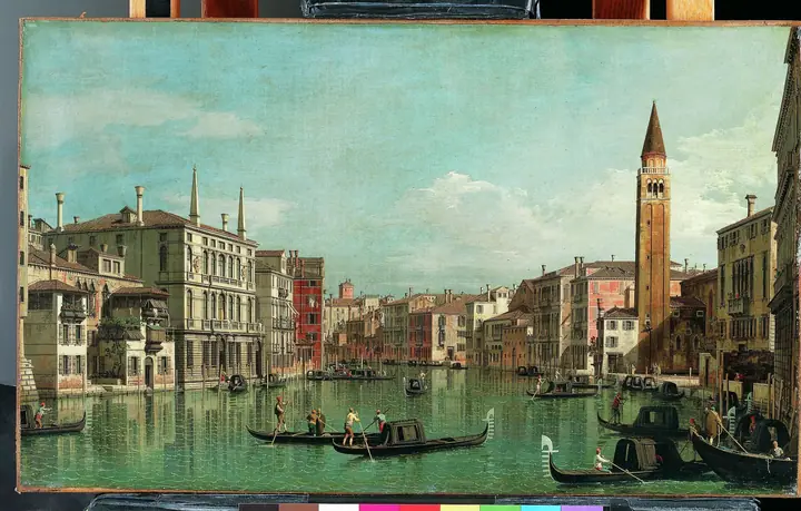El Gran Canal, Venecia, mirando hacia el sureste, con el Campo della Carità a la derecha, Canaletto
