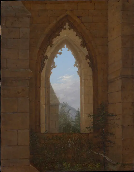 Ventanas góticas en las ruinas del monasterio de Oybin, Carl Gustav Carus