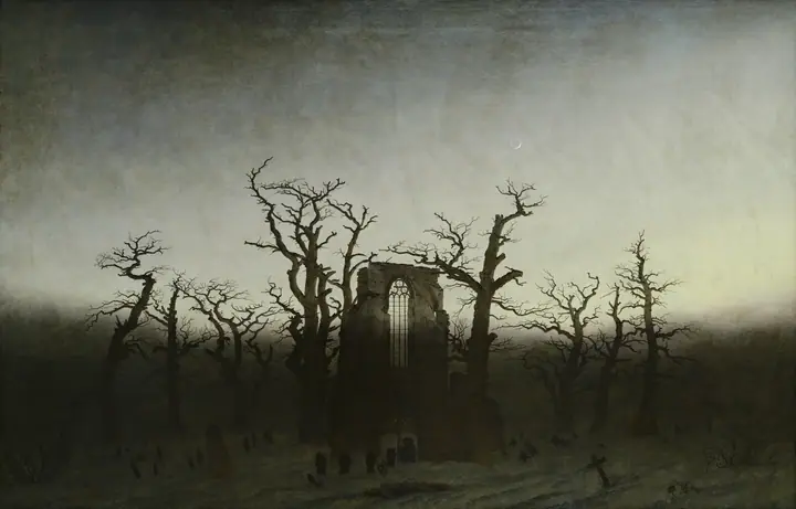 Abadía en el robledal, Caspar David Friedrich
