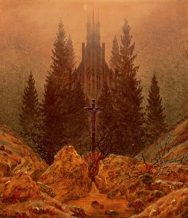 Crucifijo en la montaña, Caspar David Friedrich