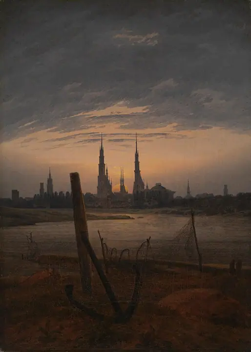 La ciudad de noche, Caspar David Friedrich