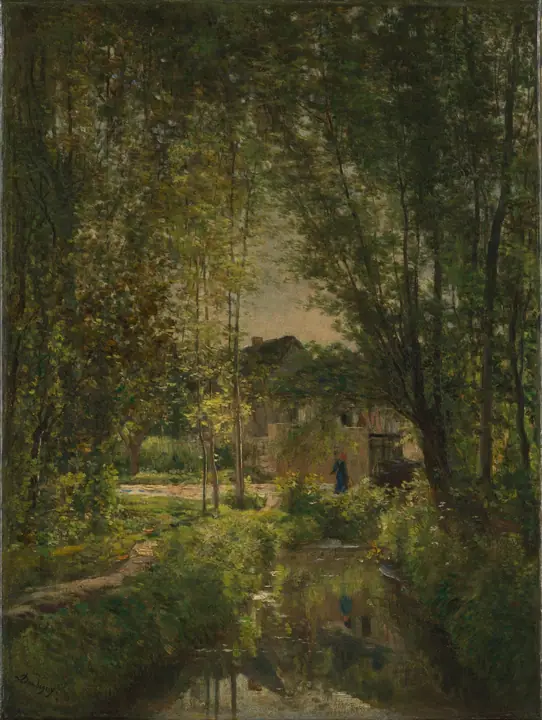 Paisaje con arroyo iluminado por el sol, Charles-François Daubigny