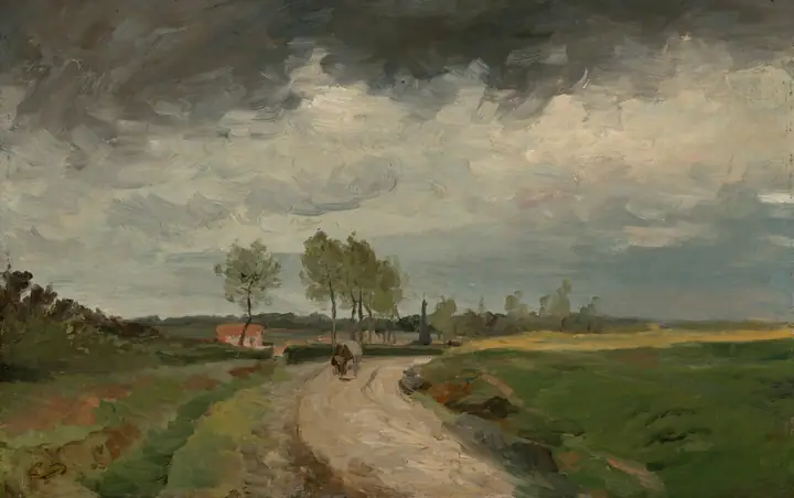 Paisaje, pueblo lejano, Charles-François Daubigny