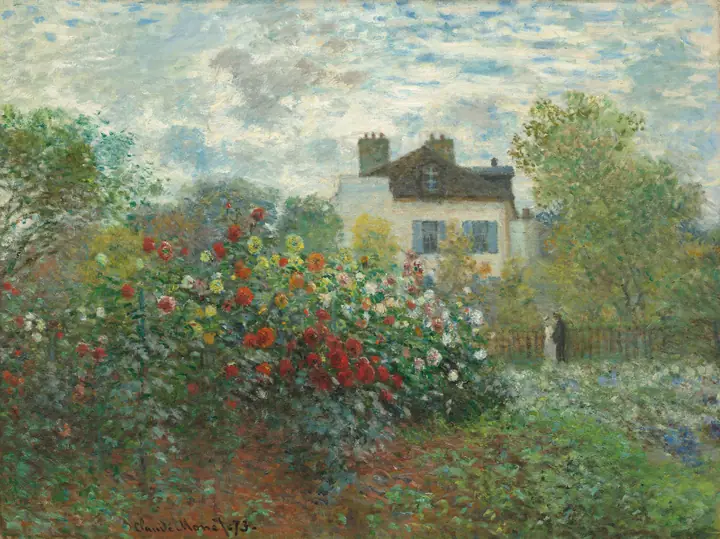 El jardín del artista en Argenteuil (Rincón del jardín con dalias), Claude Monet