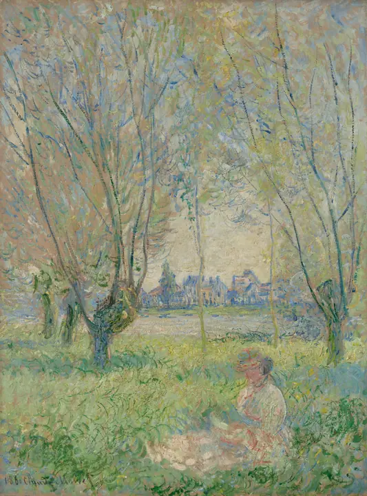 Mujer sentada bajo los sauces, Claude Monet