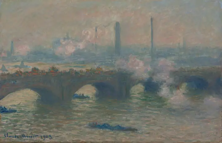 Puente de Waterloo, día gris, Claude Monet