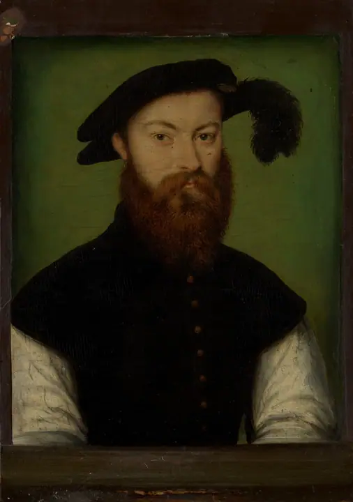 Retrato de un hombre con sombrero emplumado negro, Corneille de Lyon