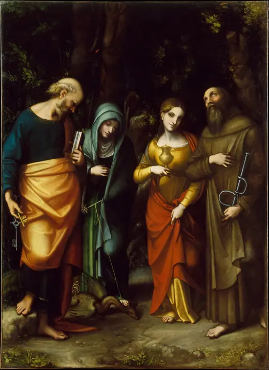 Los santos Pedro, Marta, María Magdalena y Leonardo, Correggio