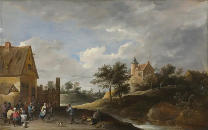 Paisaje con campesinos bailando, David Teniers el Joven