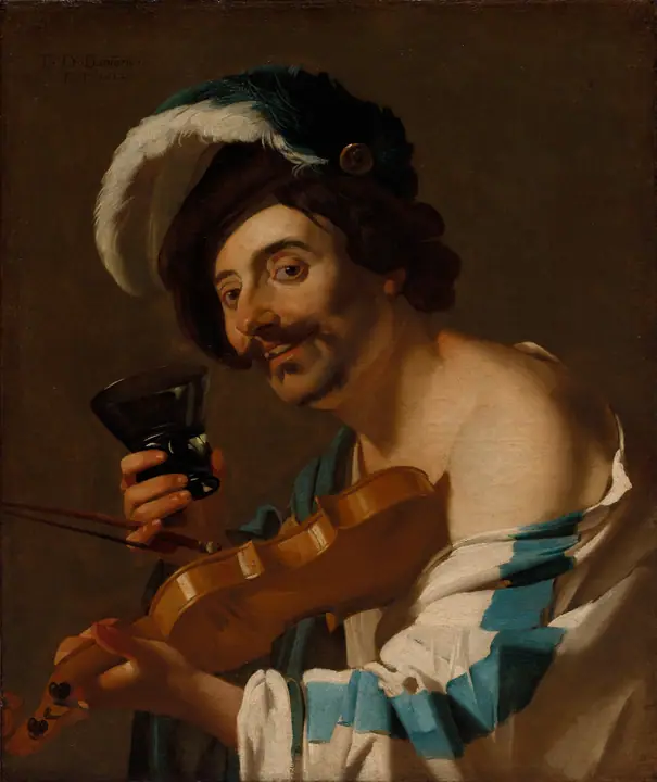 Violinista con una copa de vino, Dirck van Baburen