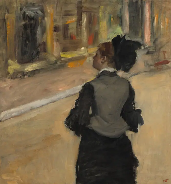 Mujer vista de espaldas (Visita al museo), Edgar Degas