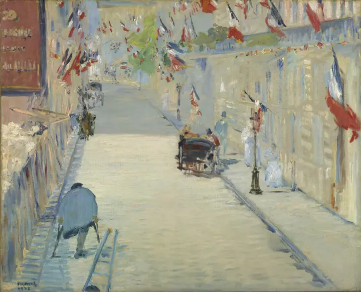Calle Mosnier con banderas, Édouard Manet