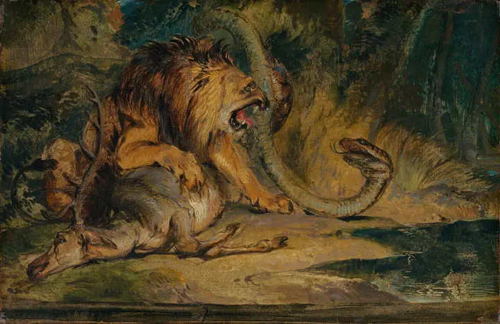 León defendiendo su presa, Edwin Landseer