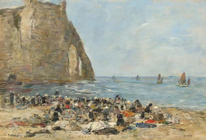 Lavanderas en la playa de Etretat, Eugène Boudin