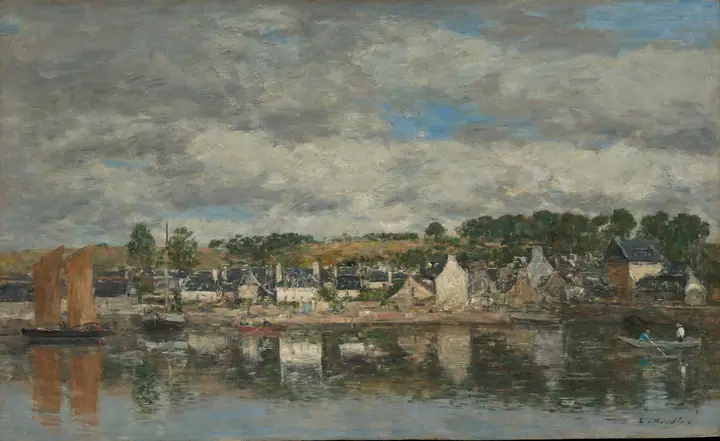 Pueblo junto a un río, Eugène Boudin