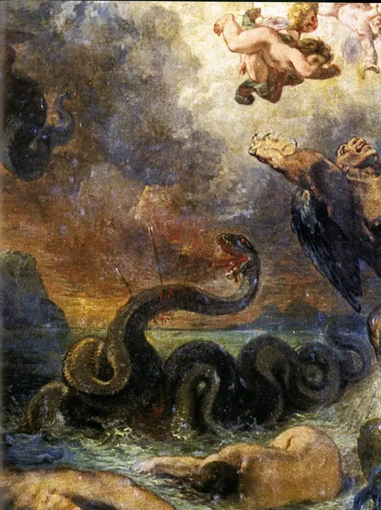 Apolo venciendo a la serpiente Pitón, Eugène Delacroix