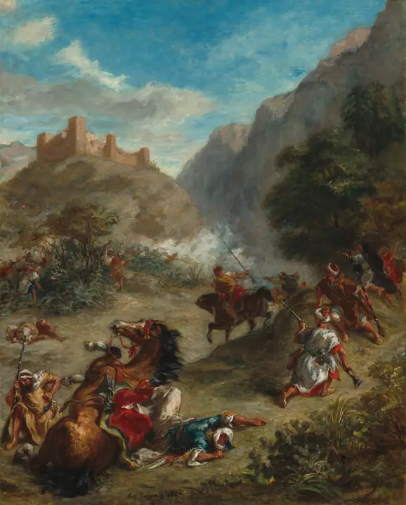 Árabes escaramuzando en las montañas, Eugène Delacroix