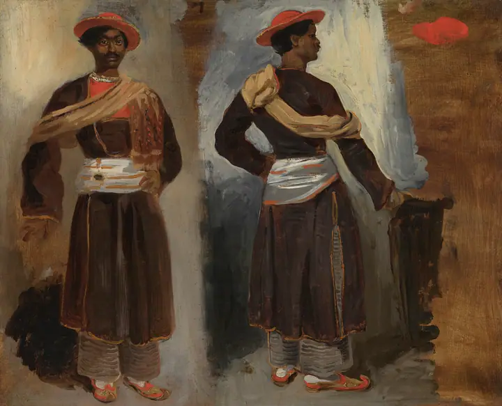 Dos estudios de un indio de Calcuta de pie, Eugène Delacroix