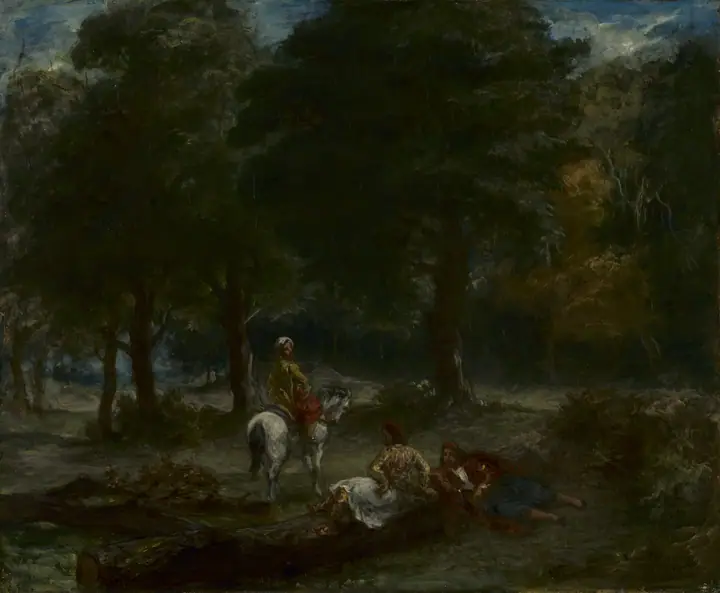 Jinetes griegos descansando en el bosque, Eugène Delacroix