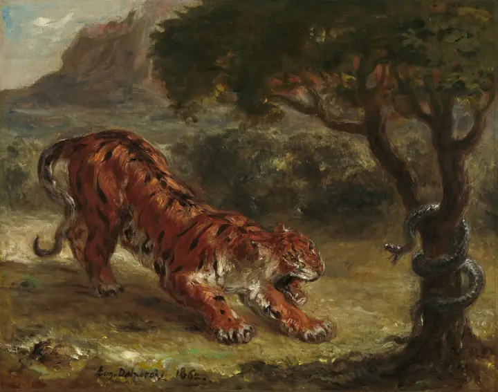 Tigre y serpiente, Eugène Delacroix
