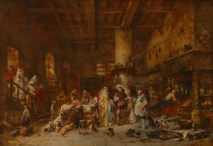 Taberna rural, celebración, Eugène Isabey