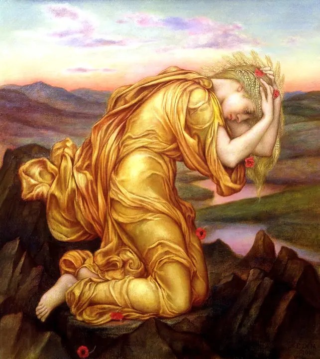 Deméter en duelo por Perséfone, Evelyn De Morgan