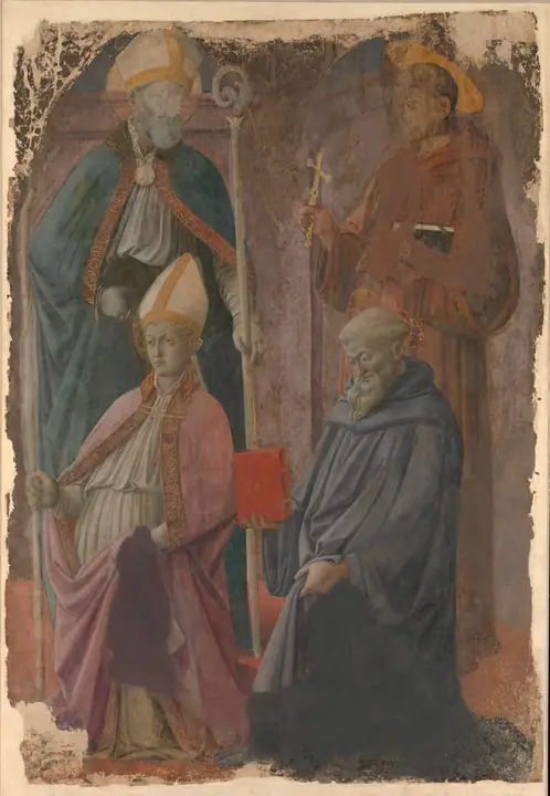 San Agustín y San Francisco, un santo obispo y San Benito, Fra Filippo Lippi