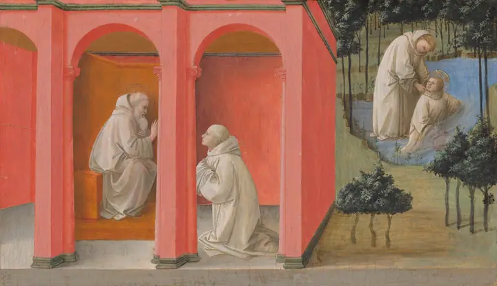 San Benito ordena a san Mauro socorrer a san Plácido, Fra Filippo Lippi