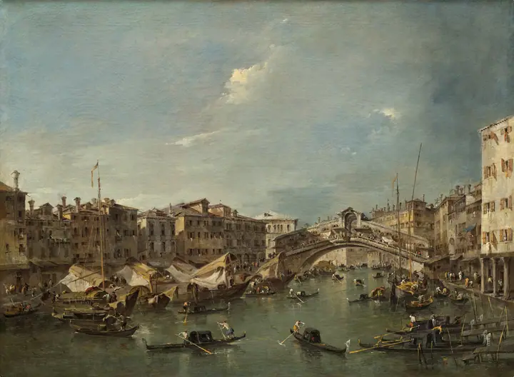Gran Canal con el puente de Rialto, Venecia, Francesco Guardi