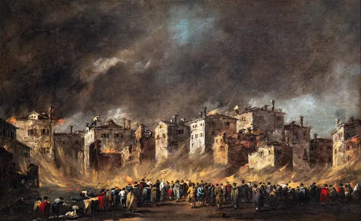 Incendio en los depósitos de aceite de San Marcuola, Francesco Guardi