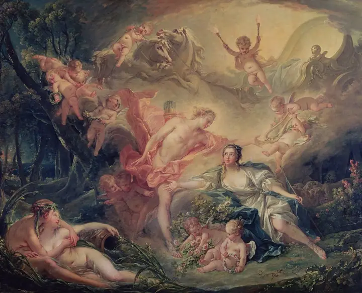 Apolo revelando su divinidad a la pastora Isse, François Boucher