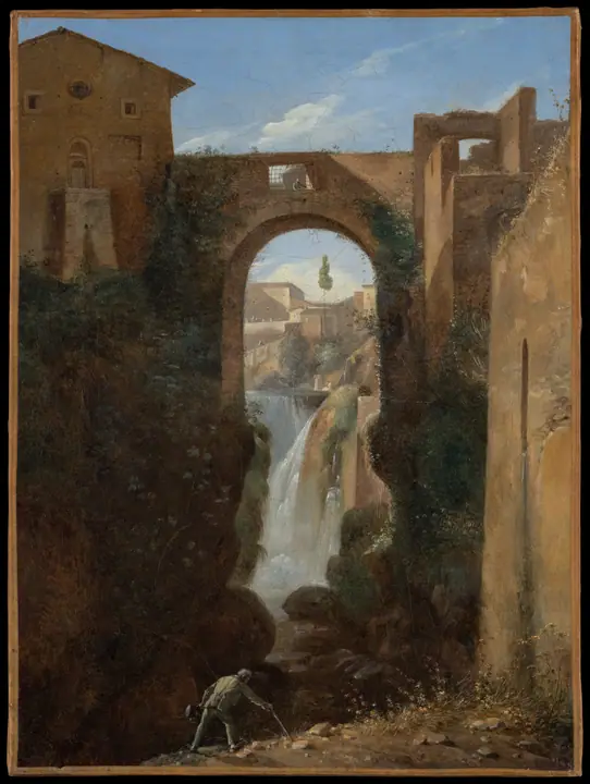 Puente de San Rocco y cascadas, Tívoli, François-Marius Granet