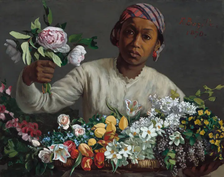 Joven con peonías, Frédéric Bazille