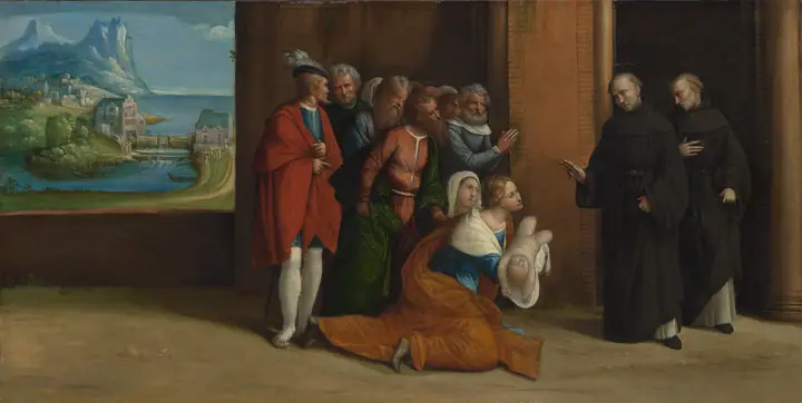 San Nicolás de Tolentino resucitando a un niño, Garofalo