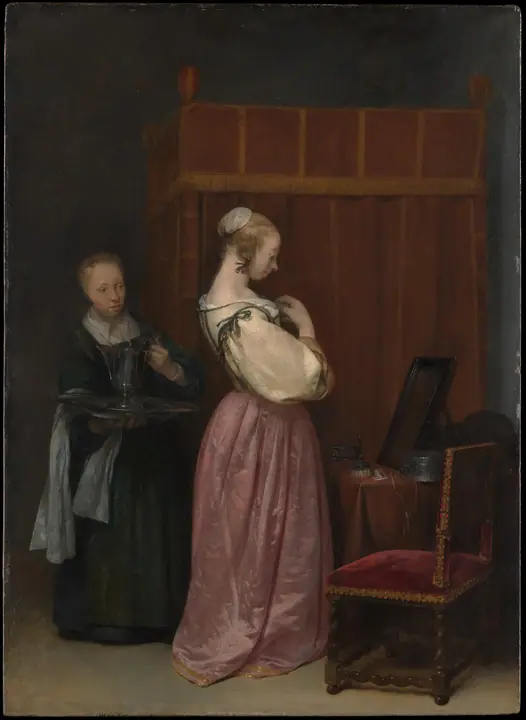 Una joven en su tocador con una criada, Gerard ter Borch