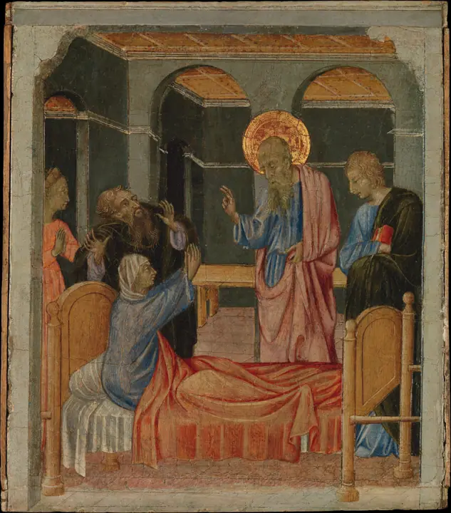 San Juan Evangelista resucita a Drusiana, Giovanni di Paolo